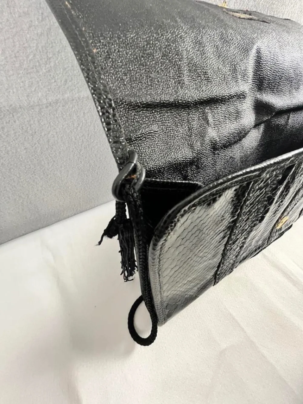 VTG Vasilis for Trotting Genuine Black Snakeskin Exotic Python Clutch Italian